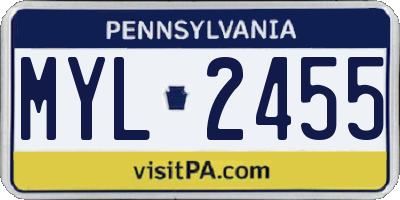 PA license plate MYL2455