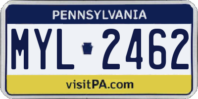 PA license plate MYL2462