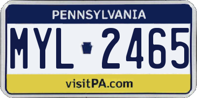 PA license plate MYL2465