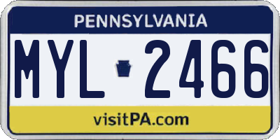 PA license plate MYL2466