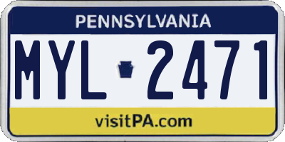 PA license plate MYL2471