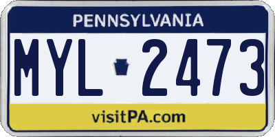 PA license plate MYL2473