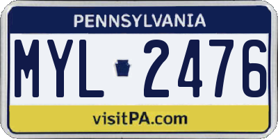PA license plate MYL2476