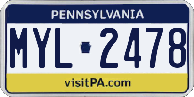 PA license plate MYL2478