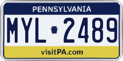 PA license plate MYL2489