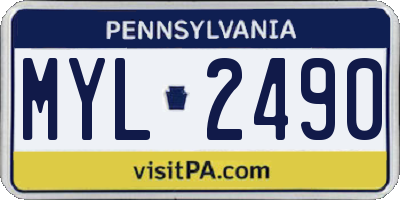 PA license plate MYL2490