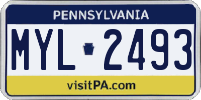PA license plate MYL2493