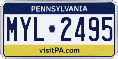 PA license plate MYL2495
