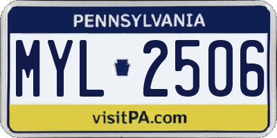 PA license plate MYL2506