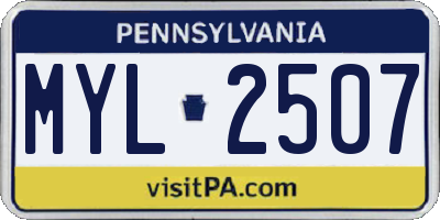 PA license plate MYL2507