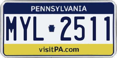 PA license plate MYL2511