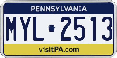 PA license plate MYL2513
