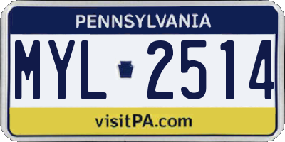 PA license plate MYL2514