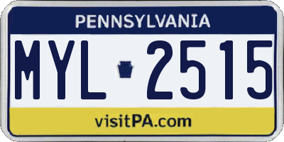 PA license plate MYL2515