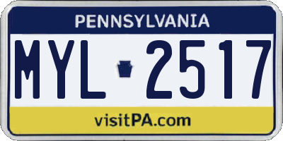 PA license plate MYL2517