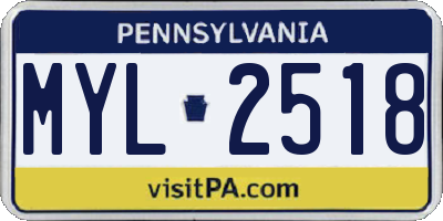 PA license plate MYL2518