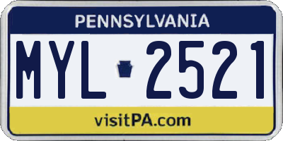 PA license plate MYL2521