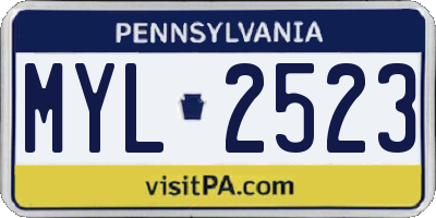 PA license plate MYL2523