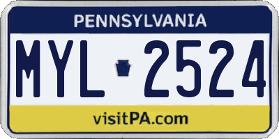 PA license plate MYL2524