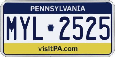 PA license plate MYL2525