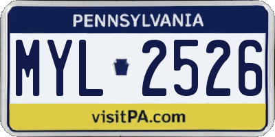 PA license plate MYL2526
