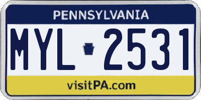 PA license plate MYL2531