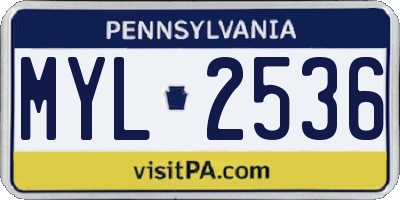 PA license plate MYL2536