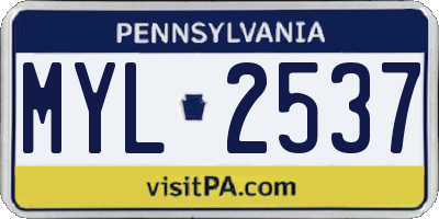 PA license plate MYL2537