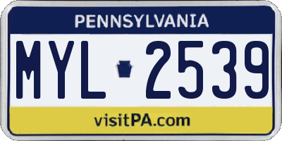 PA license plate MYL2539