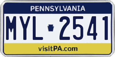 PA license plate MYL2541