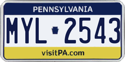 PA license plate MYL2543