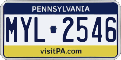 PA license plate MYL2546