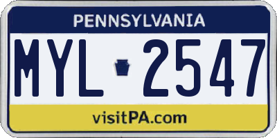 PA license plate MYL2547