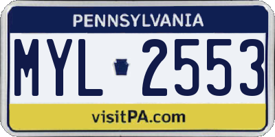 PA license plate MYL2553