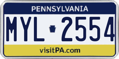 PA license plate MYL2554