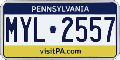 PA license plate MYL2557