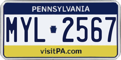 PA license plate MYL2567