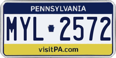 PA license plate MYL2572