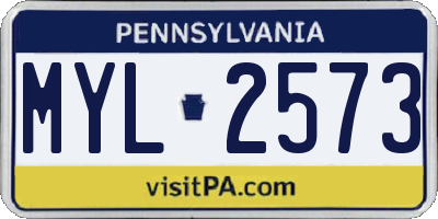 PA license plate MYL2573