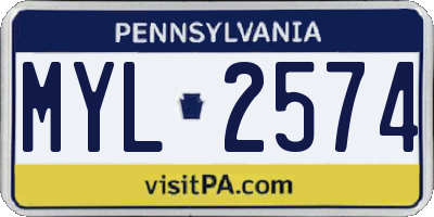 PA license plate MYL2574