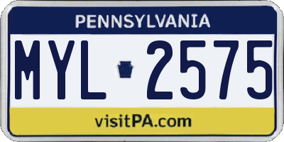 PA license plate MYL2575