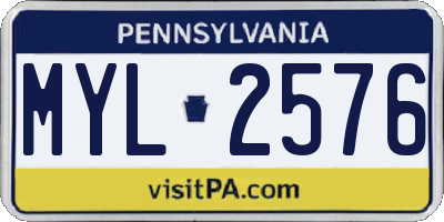 PA license plate MYL2576