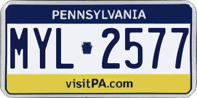 PA license plate MYL2577