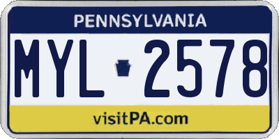 PA license plate MYL2578