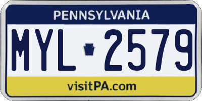 PA license plate MYL2579