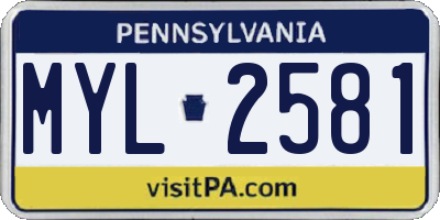 PA license plate MYL2581