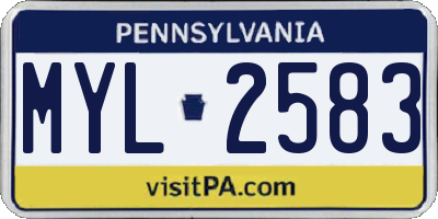 PA license plate MYL2583