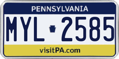 PA license plate MYL2585