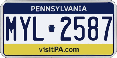 PA license plate MYL2587