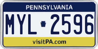 PA license plate MYL2596